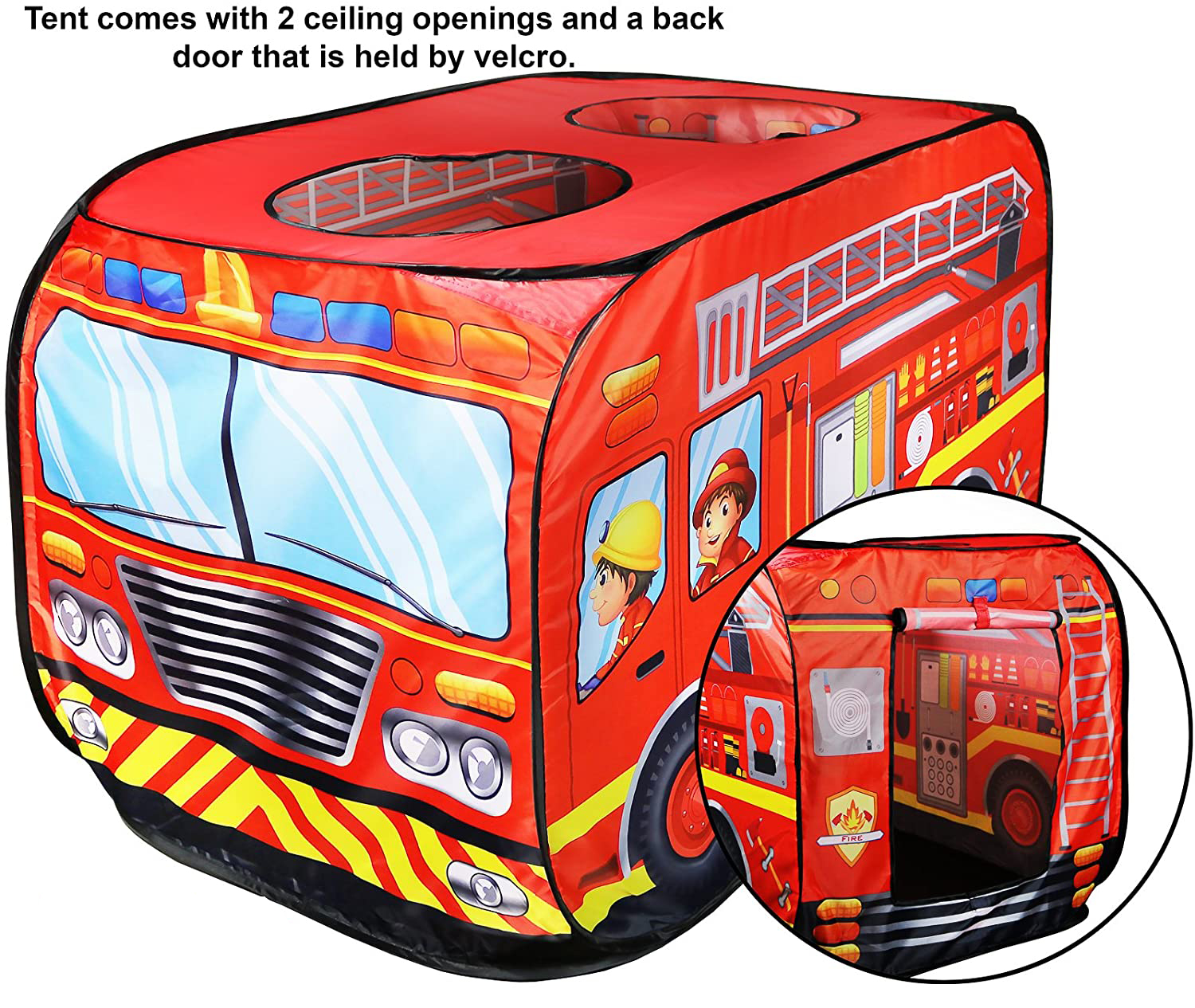 Fire Truck Pop Up Play Tent for Kids 